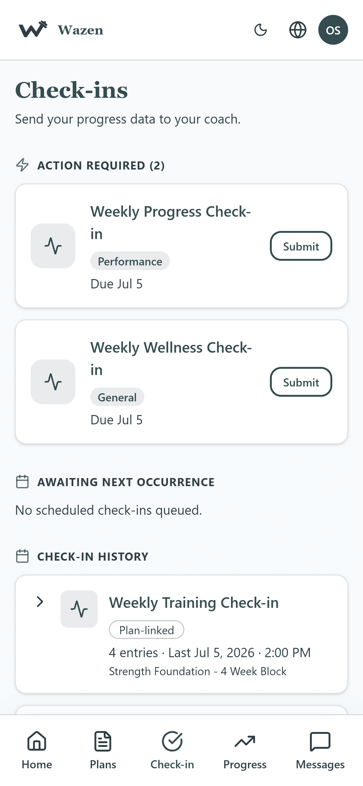 Weekly check-in